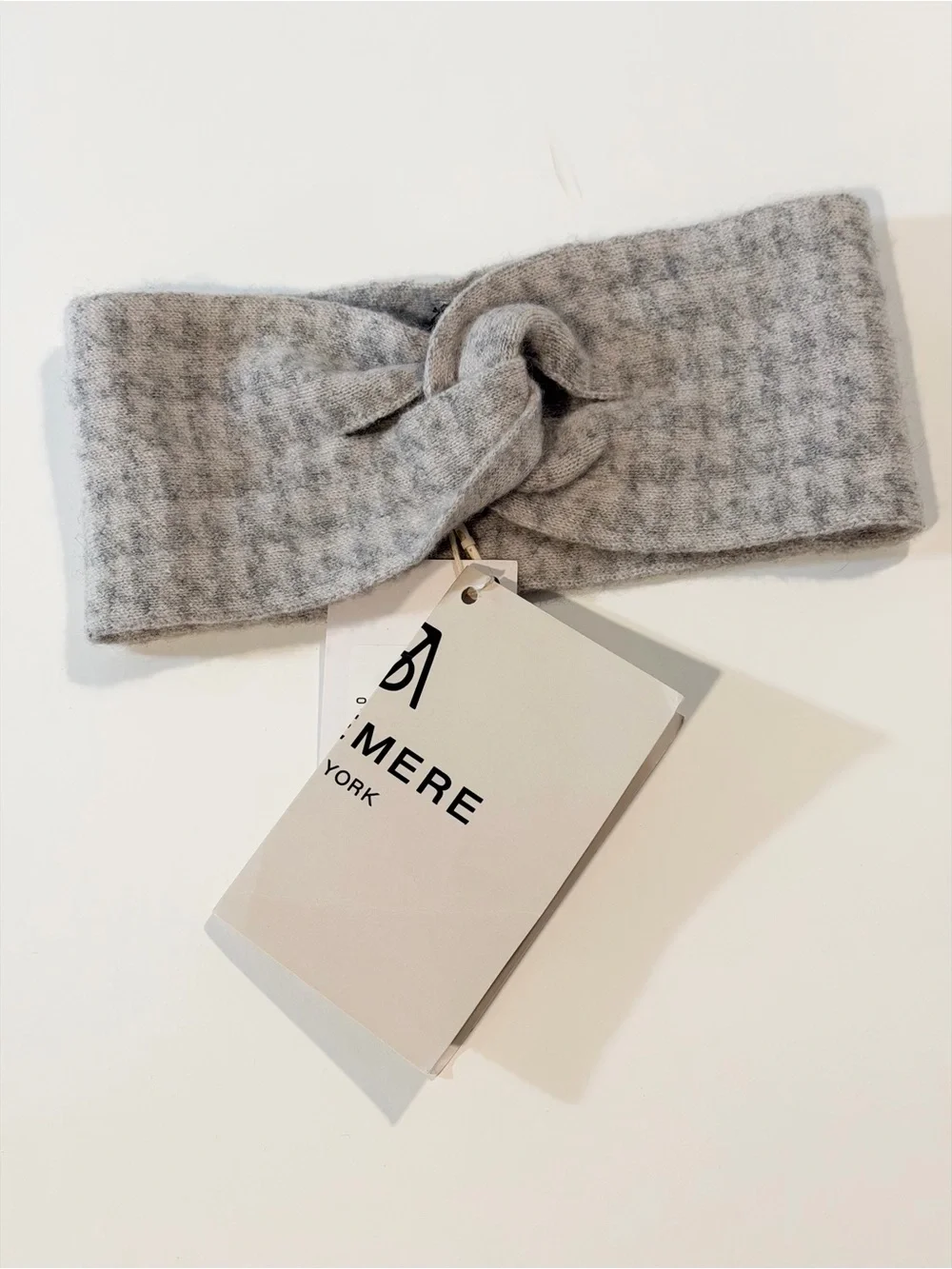 Bellemere Cashmere Knotted Headband Gray Houndstooth Quiet Luxury Loungewear
